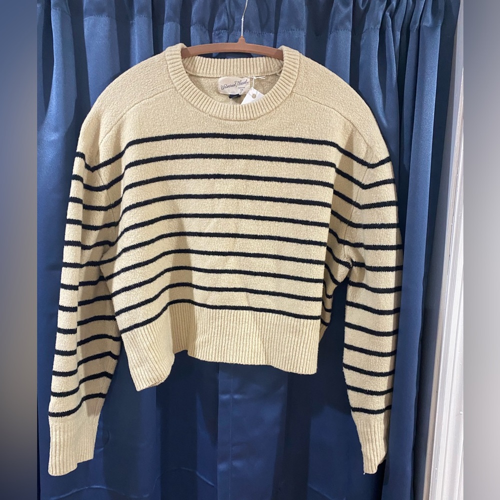 Universal Thread Cream and Black Striped Sweater